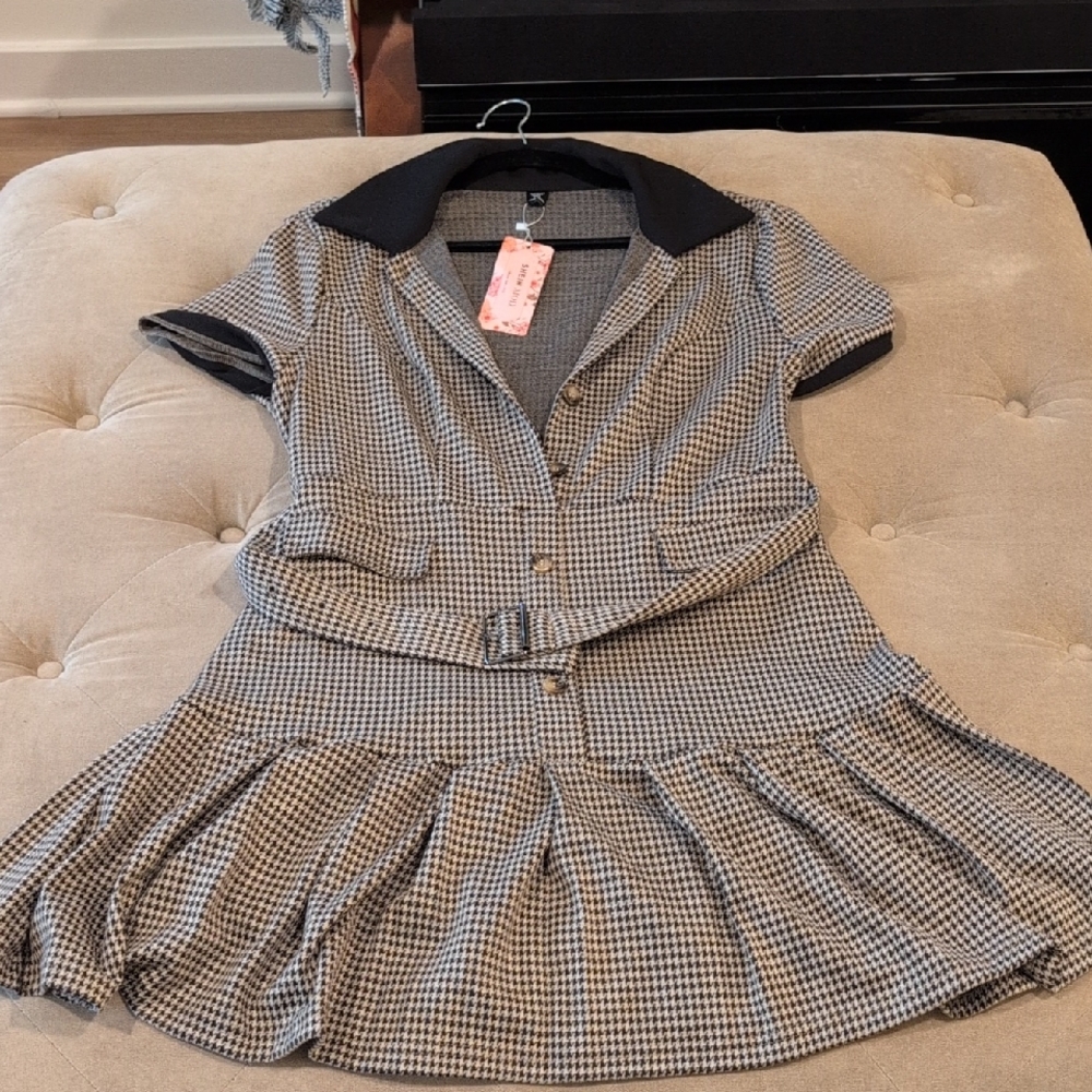 SHEIN Black and White Houndstooth Dress